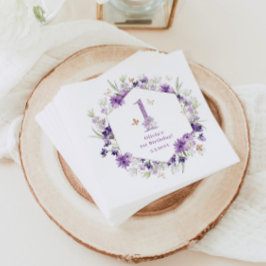 Guardanapo De Papel Festa de primeiro aniversario de borboletas roxa d