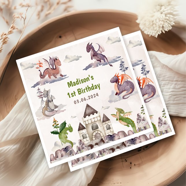 Guardanapo De Papel Festa de primeiro aniversario de Dragão Cujo (Criador carregado)