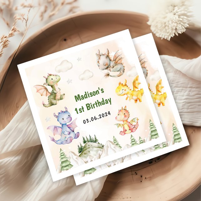 Guardanapo De Papel Festa de primeiro aniversario de Dragão Cujo (Criador carregado)