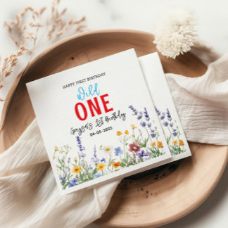 Guardanapo De Papel Festa de primeiro aniversario de Flores Selvagens