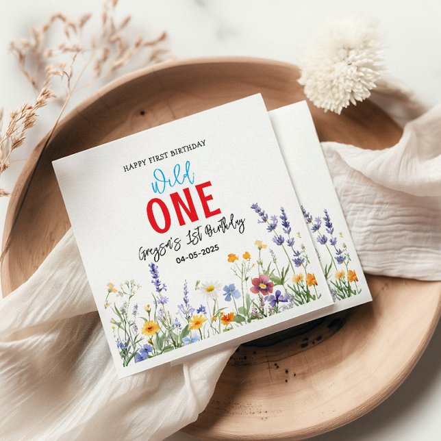 Guardanapo De Papel Festa de primeiro aniversario de Flores Selvagens (Criador carregado)