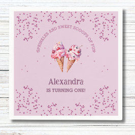 Guardanapo De Papel Festa de primeiro aniversario de Garota Lilac Rosa