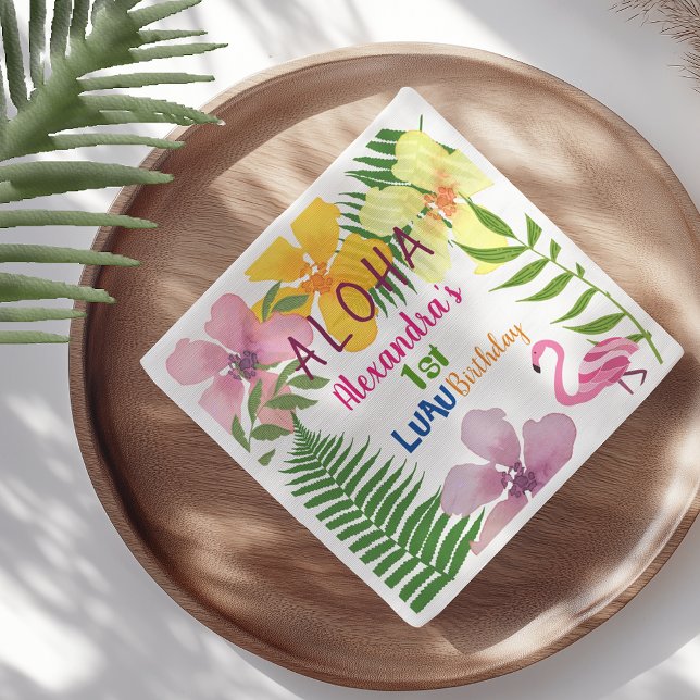 Guardanapo De Papel Festa de primeiro aniversario de Luau Girl (Criador carregado)