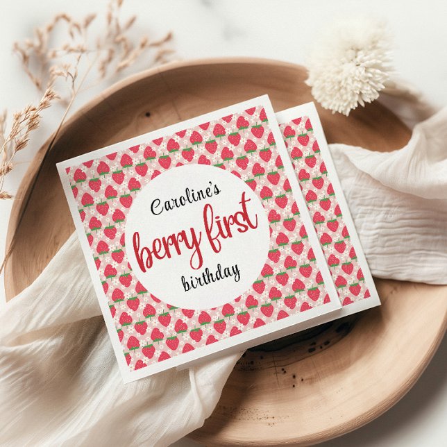 Guardanapo De Papel Festa de primeiro aniversario de Morango Berry Swe (Criador carregado)