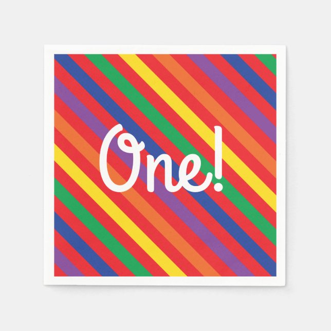 Guardanapo De Papel Festa de primeiro aniversario do Arco-Íris-Arco-Ír (Frente)