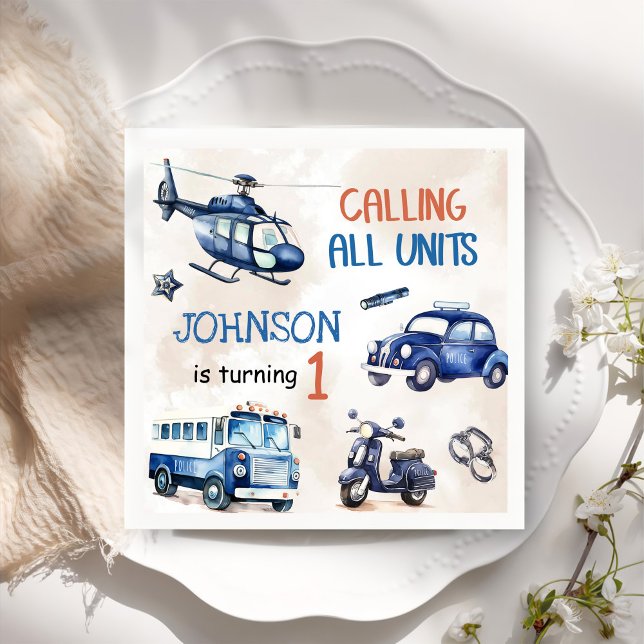 Guardanapo De Papel Festa de primeiro aniversario do Garoto Policial (Criador carregado)