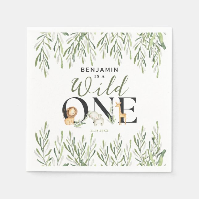 Guardanapo De Papel Festa de primeiro aniversario Selvagem de Animais  (Frente)