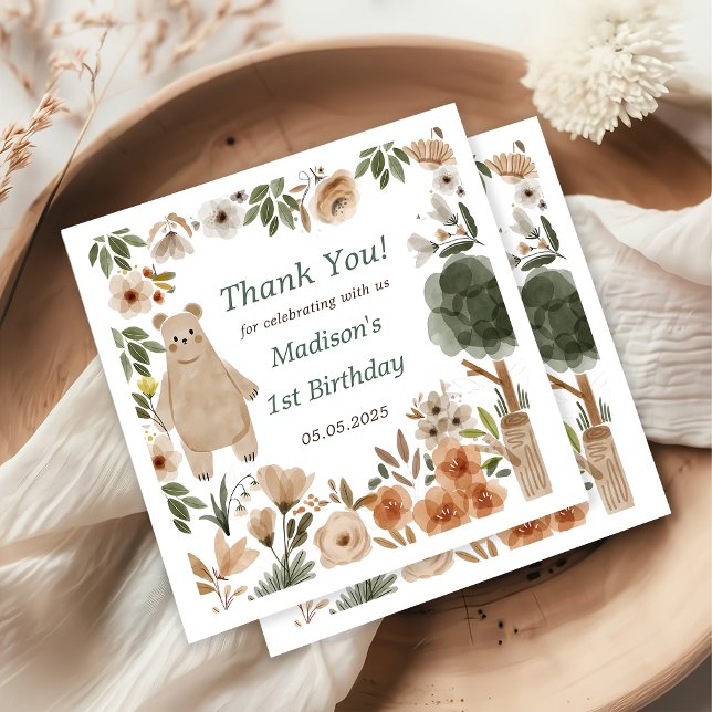 Guardanapo De Papel Festa de primeiros aniversarios de Animais da Flor (Criador carregado)