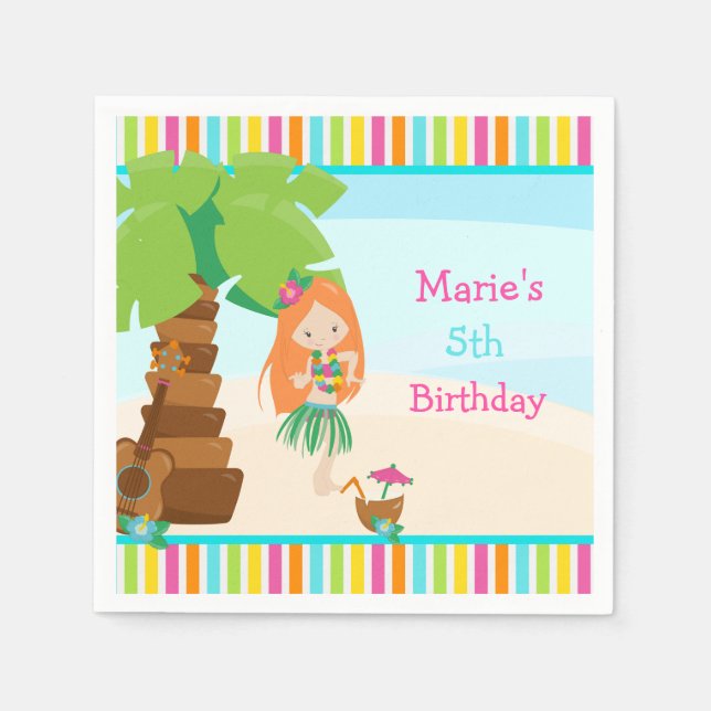 Guardanapo De Papel Festa de Rapariga Vermelha da Aloha (Frente)