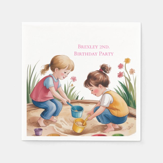 Guardanapo De Papel Festa de Sandbox segundo aniversário (Frente)