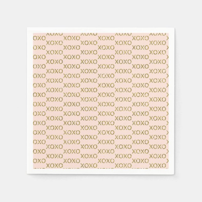 Guardanapo De Papel Festa de São Valentim Pink & Gold xoxo (Frente)
