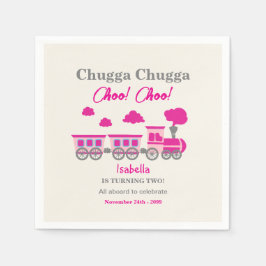 Guardanapo De Papel Festa de segundo aniversário de Trem Rosa