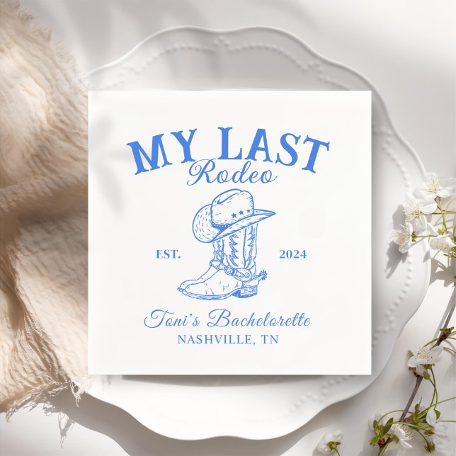 Guardanapo De Papel Festa de solteira Azul do Cowboy Retroativo (Criador carregado)