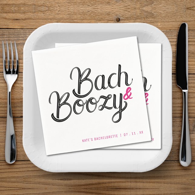 Guardanapo De Papel Festa de Solteira Bach & Boozy Branca e Rosa (Bach & Boozy White & Pink Bachelorette Party Napkins
)