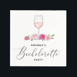 Guardanapo De Papel Festa de solteira de vidro floral rosa Elegante<br><div class="desc">Napau de festa de solteira de vinho floral rosa.</div>