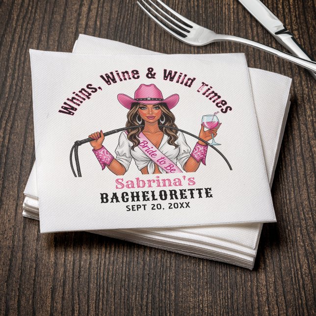 Guardanapo De Papel Festa de solteira De Vinho E Tempos Selvagens (Cowgirl Bachelorette Party Whips Wine & Wild Times Napkins
)