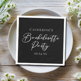 Guardanapo De Papel Festa de Solteira Minimalista Preta e Branca Chic