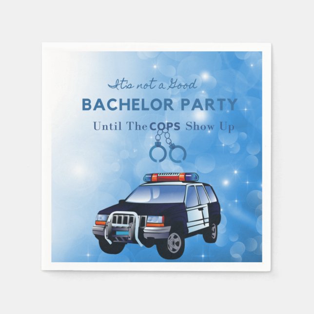 Guardanapo De Papel Festa de Solteirão Engraçada Até a Polícia Aparece (Frente)