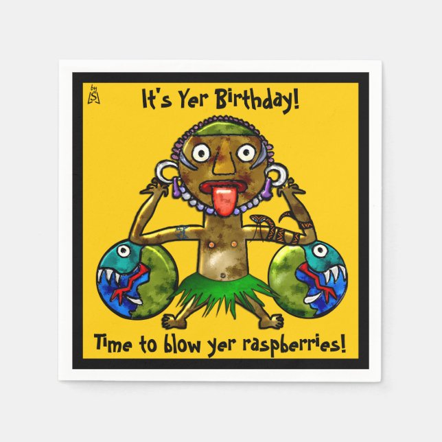 Guardanapo De Papel Festa de Tiki Design em Amarelo (Personalizado) (Frente)