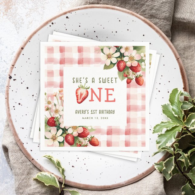 Guardanapo De Papel Festa de Um Ano de Morango Berry (Criador carregado)