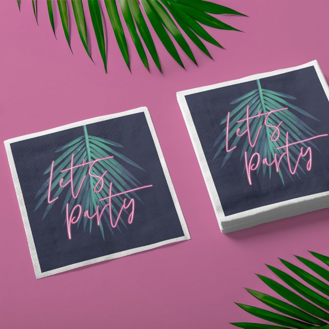 Guardanapo De Papel Festa de vamos Elétrica Neon Tropical Palm Leaf (Let's Party Electric Love Neon Tropical Palm Leaf Napkins)
