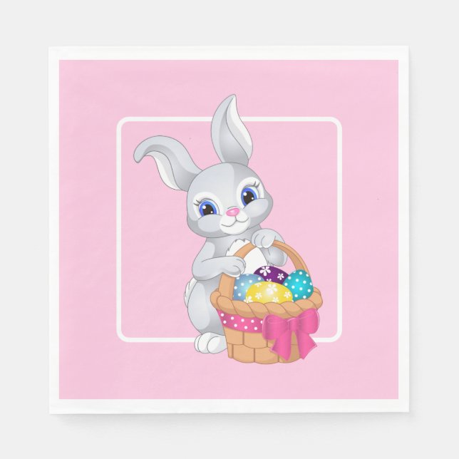 Guardanapo De Papel Festa de Vários Tamanhos de Coelhinhos de Páscoa (Frente)
