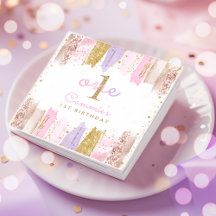 Festa Dourada E Rosa Do primeiro aniversario Arco-