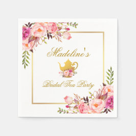 Guardanapo De Papel Festa Dourada rosa de chá com Chá de panela Floral