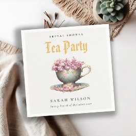 Guardanapo De Papel Festa Dourada rosa de Teacup Chá de panela Teacup