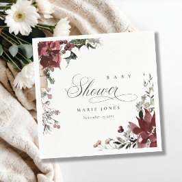 Guardanapo De Papel Festa Dusky Warm Winter Baby Shower Folhagem