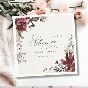 Guardanapo De Papel Festa Dusky Warm Winter Baby Shower Foliagem