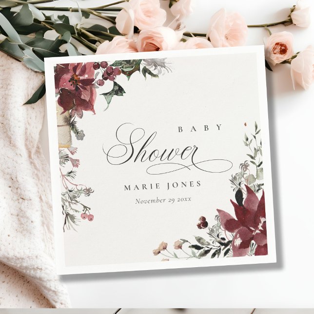 Guardanapo De Papel Festa Dusky Warm Winter Foliage Baby Shower  (Criador carregado)