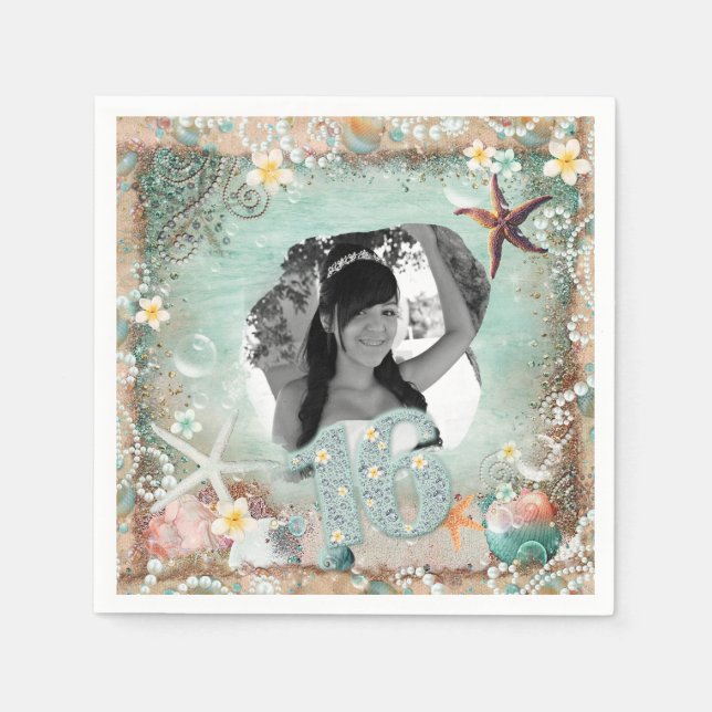 Guardanapo De Papel Festa Elegant Beach Sea Starfish Foto 16 (Frente)