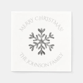 Guardanapo De Papel Festa Elegante de Natal Silver Snowflake