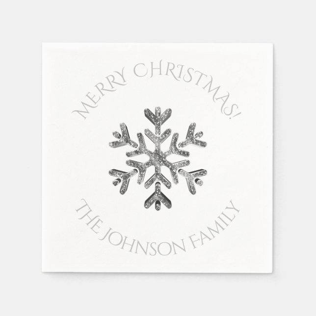 Guardanapo De Papel Festa Elegante de Natal Silver Snowflake (Frente)