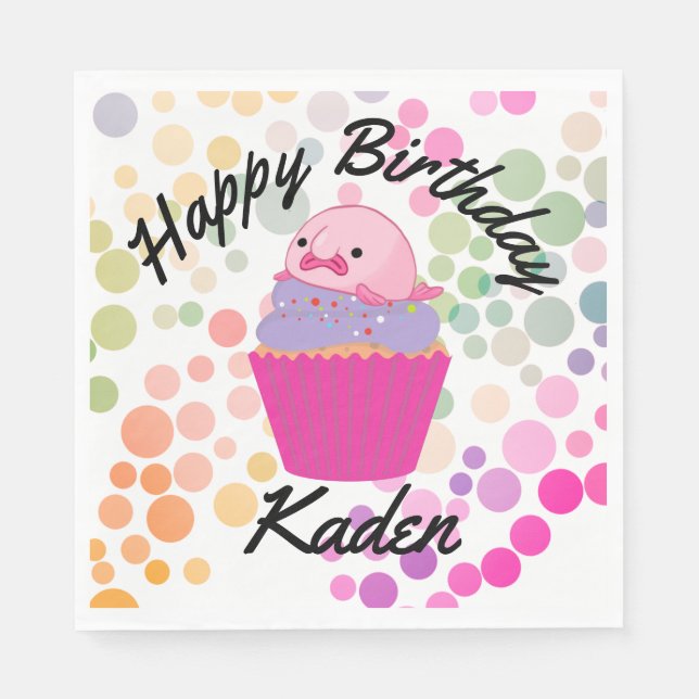 Guardanapo De Papel Festa em Placa de Papel Blobfish Aniversário (Frente)