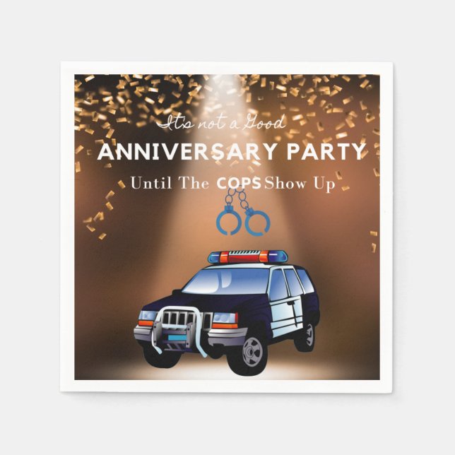 Guardanapo De Papel Festa Engraçada De Aniversário Até A Polícia Chega (Frente)