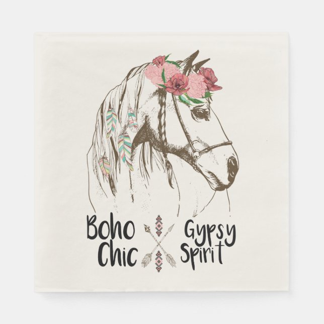 Guardanapo De Papel Festa Equestre Boho Ocidental Cavalo Fofo País (Frente)