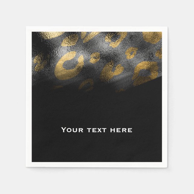 Guardanapo De Papel Festa Exótica Sombras Pretas & Estampa de Leopardo (Frente)