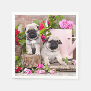 Guardanapo De Papel Festa Floral de Aniversário Doce Pugs
