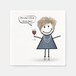 Guardanapo De Papel Festa-garota com vinho tinto
