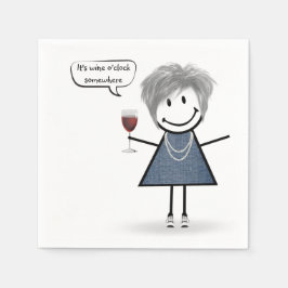 Guardanapo De Papel Festa-garota com vinho tinto