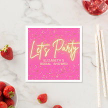 Festa Let's Party Rosa Neon Dourado Moderno