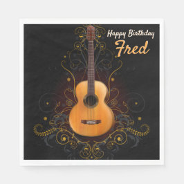 Guardanapo De Papel Festa Masculina de Violão Acústico de Vintage Escu