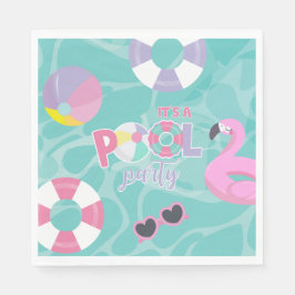Guardanapo De Papel Festa na piscina Menina Rosa e Roxo Aniversário 