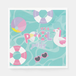 Guardanapo De Papel Festa na Piscina Unicórnio Rosa e Roxo Papel 