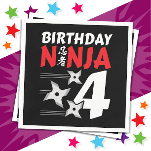 Guardanapo De Papel Festa Ninja, 4 anos, estende crianças 4º aniversár