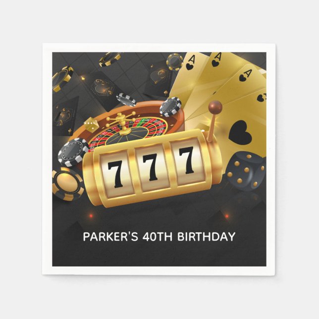 Guardanapo De Papel Festa Noturna Personalizada do Casino Dourada (Frente)