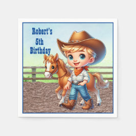 Guardanapo De Papel Festa Ocidental Pequeno Vaqueiro Com Cavalo Person