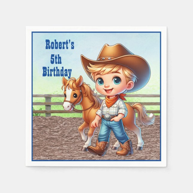 Guardanapo De Papel Festa Ocidental Pequeno Vaqueiro Com Cavalo Person (Frente)